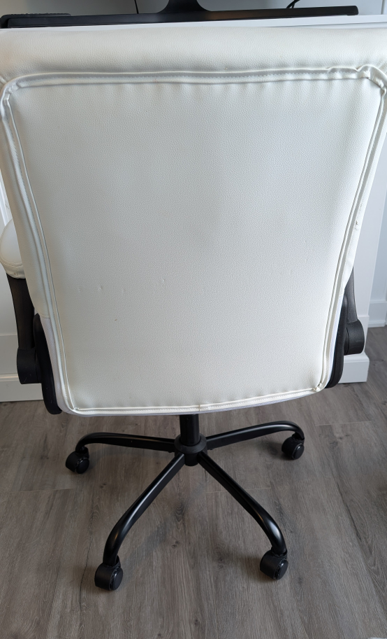 White Leather Office Chair with Armrests - photo 4