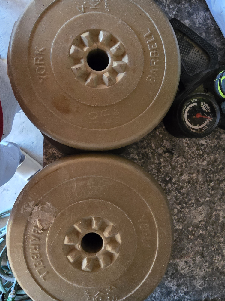 Pair of 10lb and 5lb barbell weights
