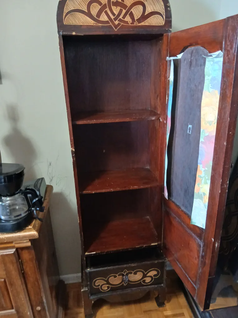 Antique Wooden Cabinet with Celtic Knot Design image indicator(2)