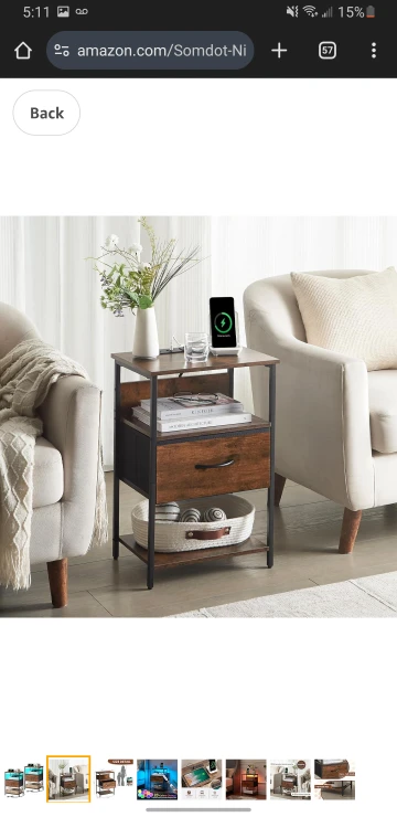 BRAND NEW NIGHTSTAND WITH CHARGING STATION - photo 3