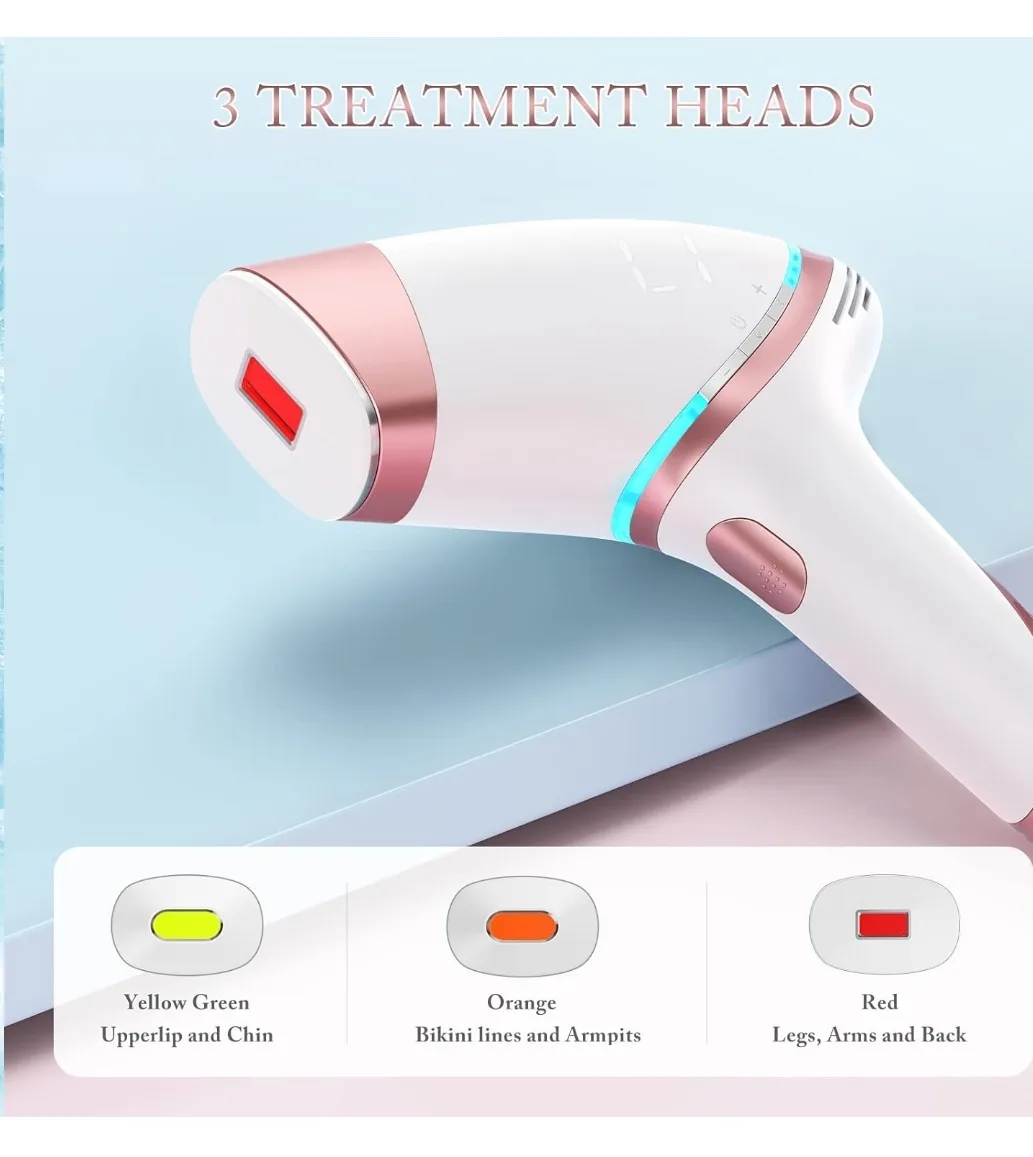 IPL Hair Removal Device - 5 Energy Levels, 3 Treatment Heads image indicator(2)