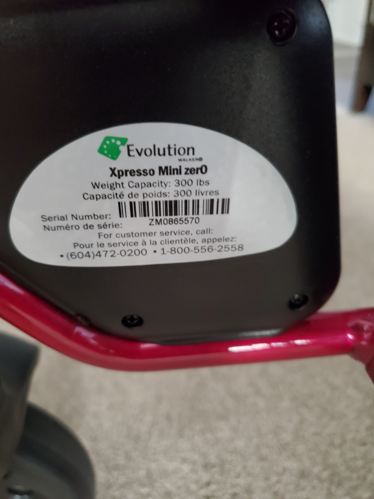 Evolution Xpresso Mini Zero Rollator Walker -  Burgundy