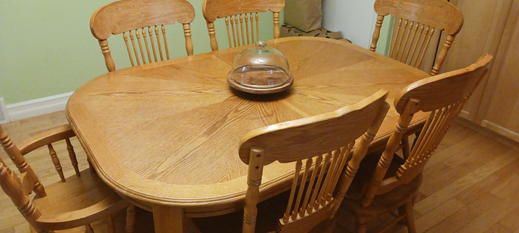 Oak Dining Table and Six Chairs Set - photo 2