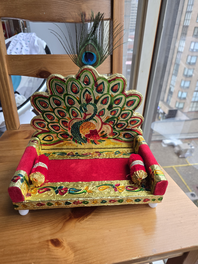 Hand-painted Peacock Throne and Stand