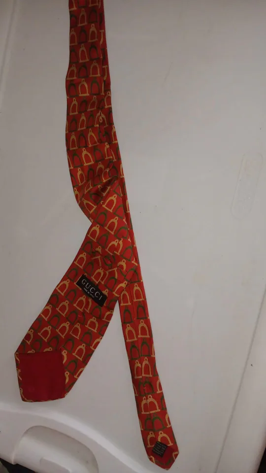 Gucci Men's Silk Tie - Red, Gold, and Green Horsebit Pattern image indicator(2)