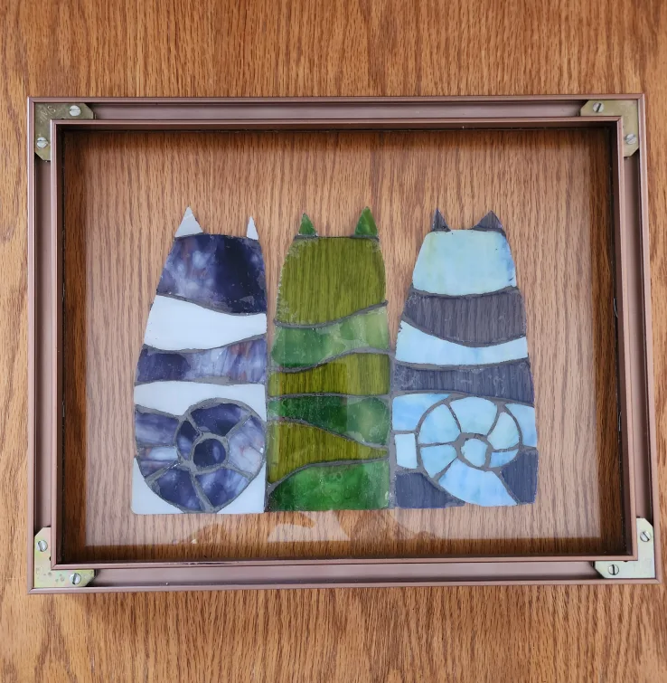 Three Cats Mosaic Framed Artwork image indicator(3)