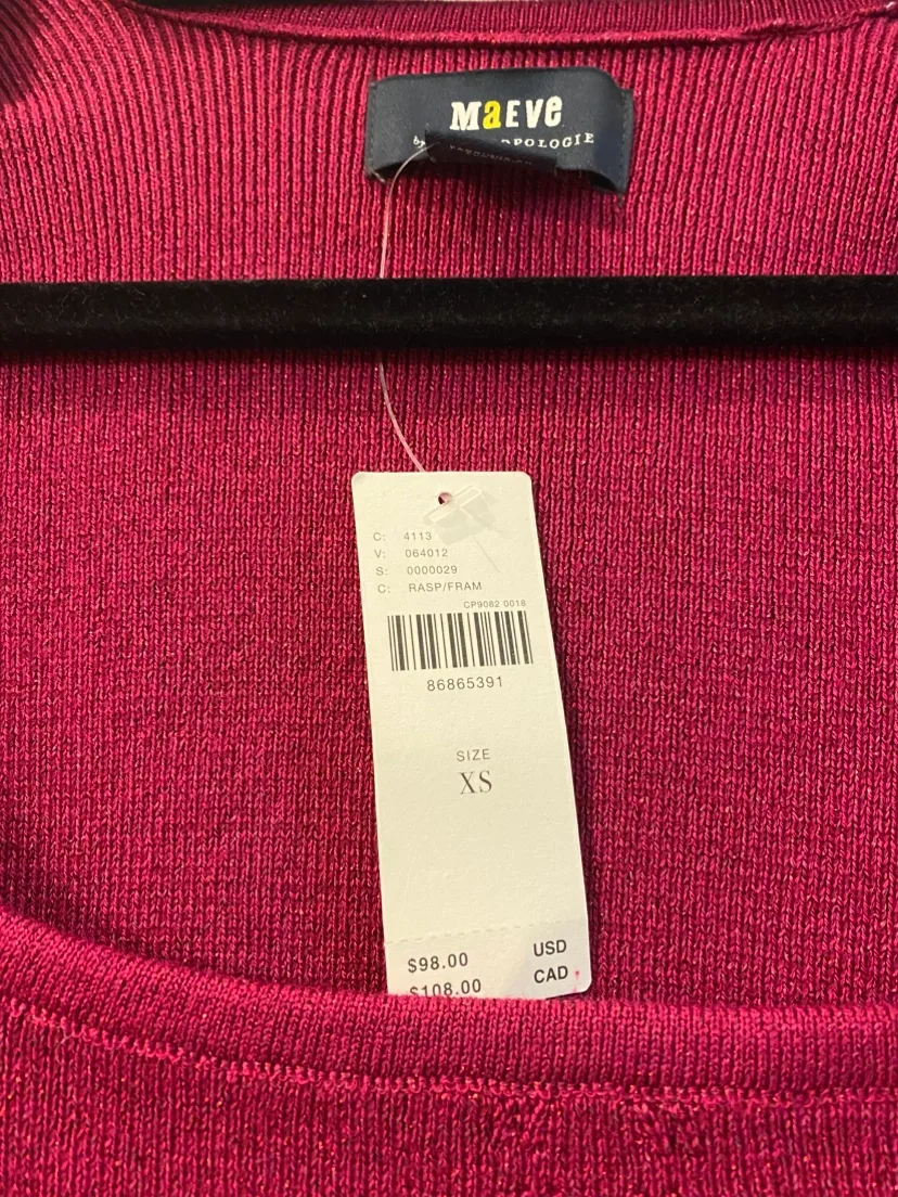 Maeve by Anthropologie Burgundy Bell Sleeve Knit Sweater XS image indicator(4)