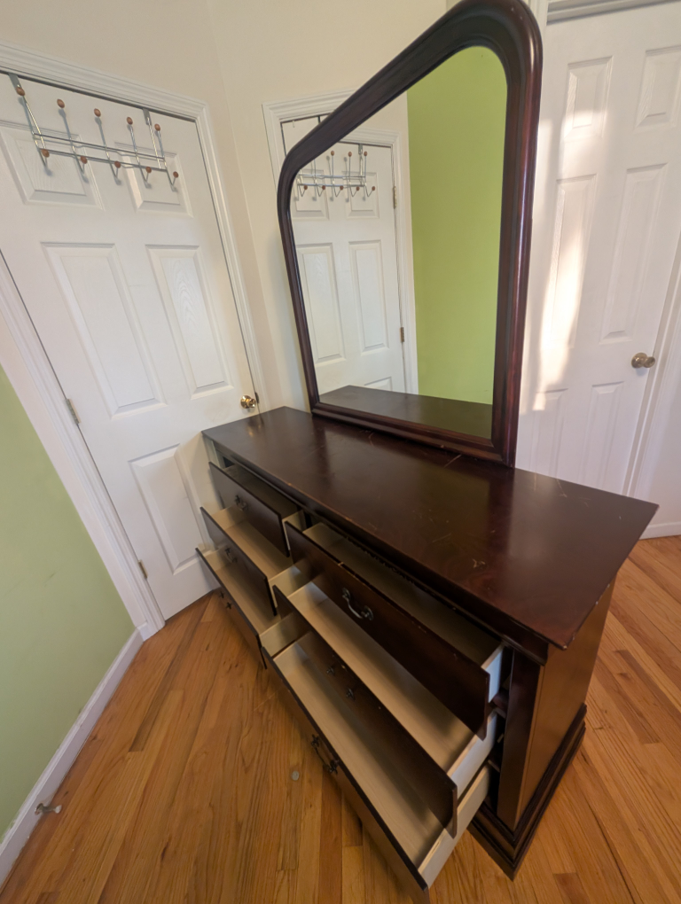 Dark Wood 6-Drawer Dresser with Mirror - photo 2