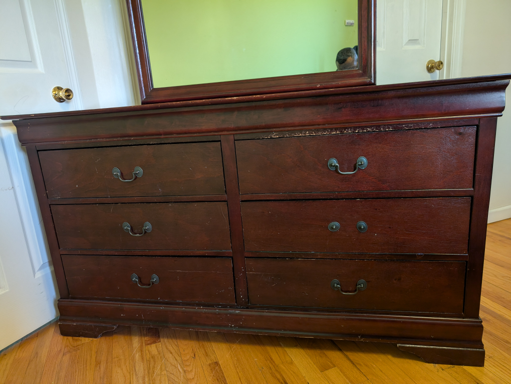 Dark Wood 6-Drawer Dresser with Mirror - photo 4