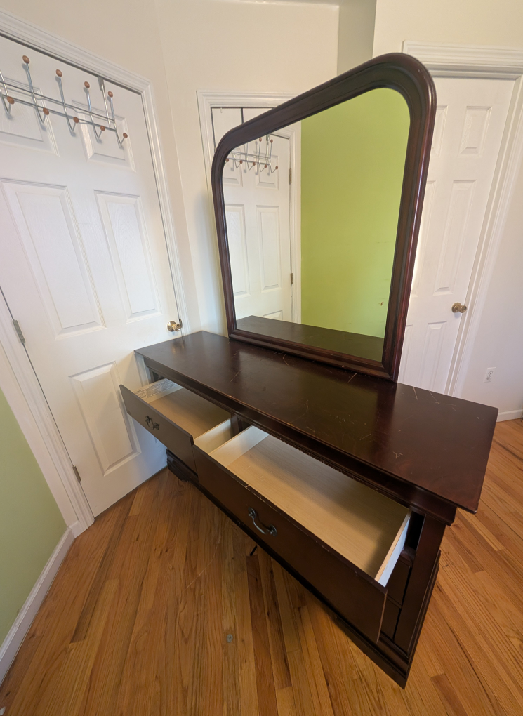 Dark Wood 6-Drawer Dresser with Mirror - photo 5