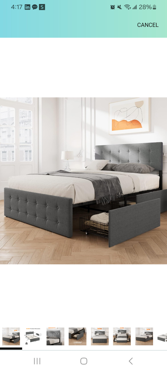 full Upholstered Storage Bed Frame with 4 Drawers - photo 5