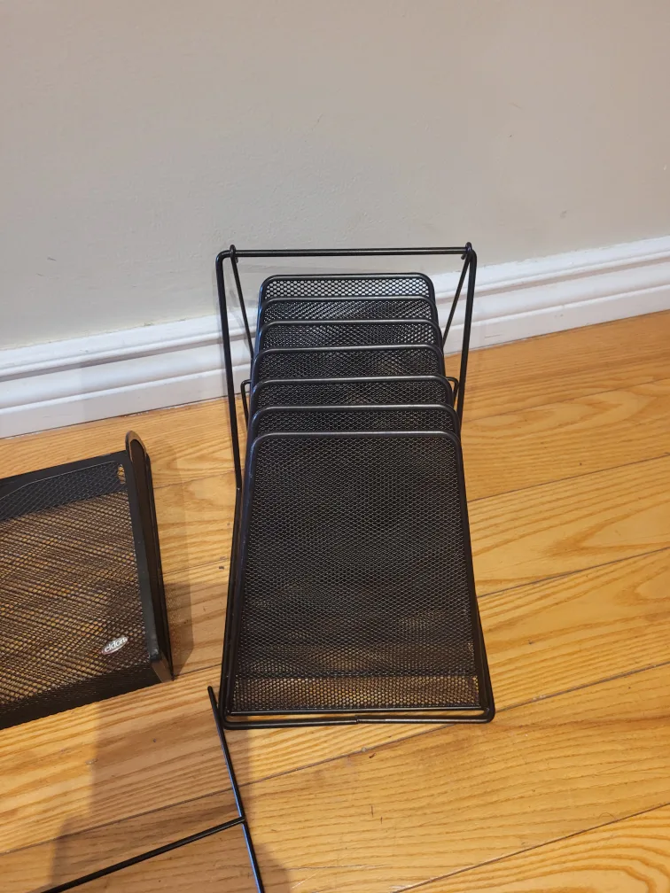 Black Metal Desk Organizers - 2 x File Sorters & Magazine Rack image indicator(3)