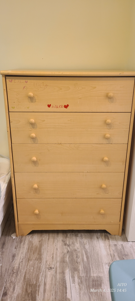 Five-Drawer Wooden Chest of Drawers