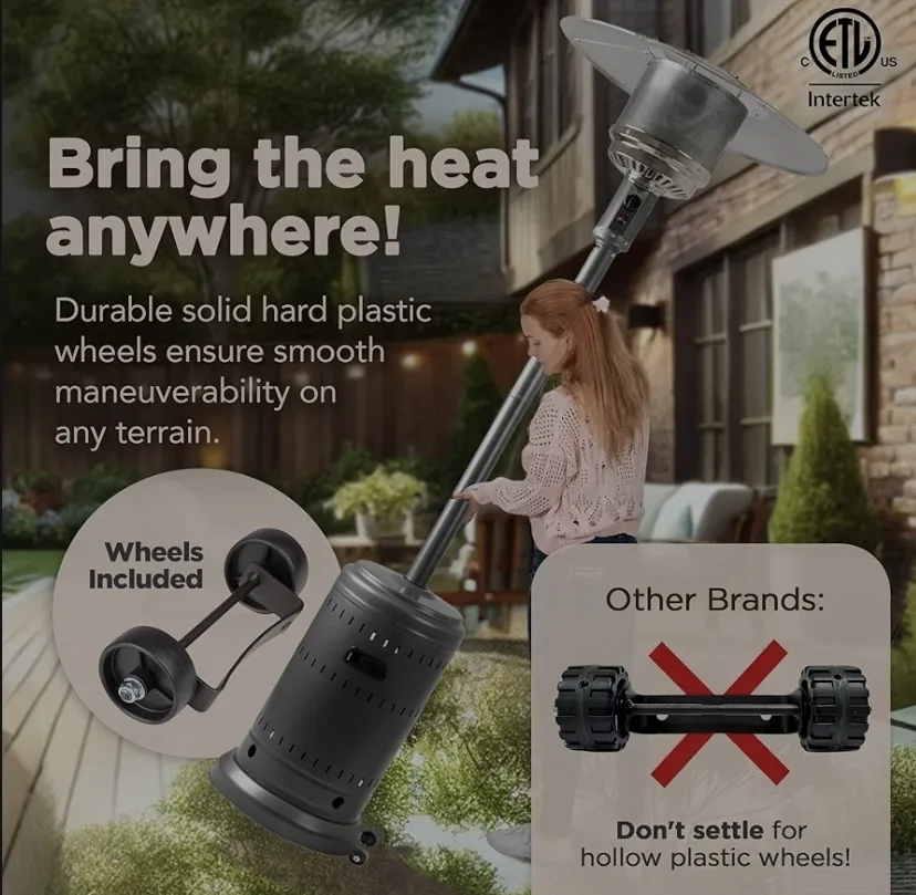 Outdoor Propane Patio Heater with Wheels image indicator(3)