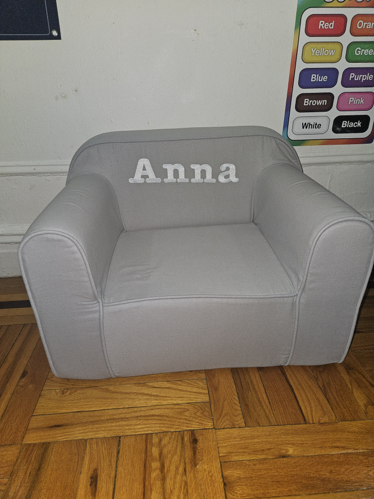 Kids' Personalized Gray Sofa Chair - photo 2