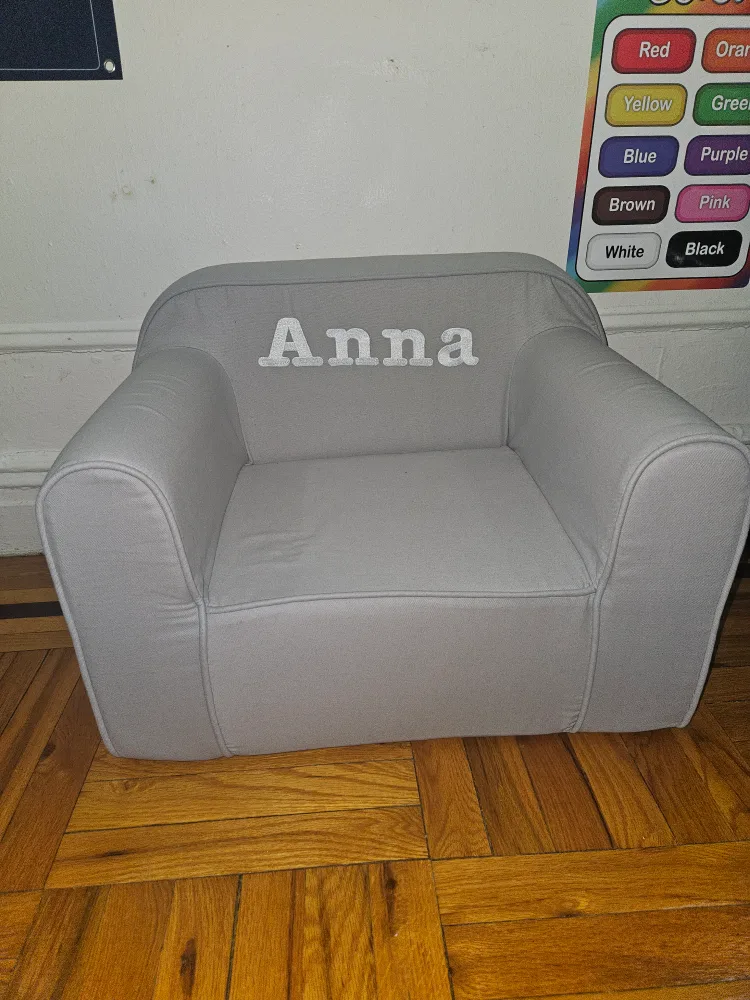 Kids' Personalized Gray Sofa Chair image indicator(2)