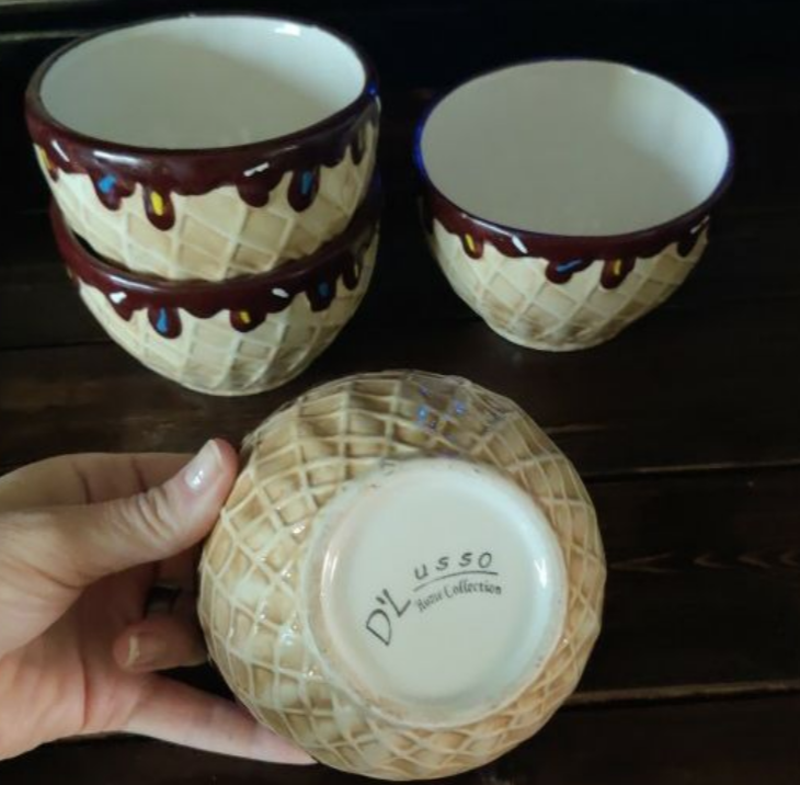 Set of 4 Waffle Cone Bowls - D'L usso Home Collection