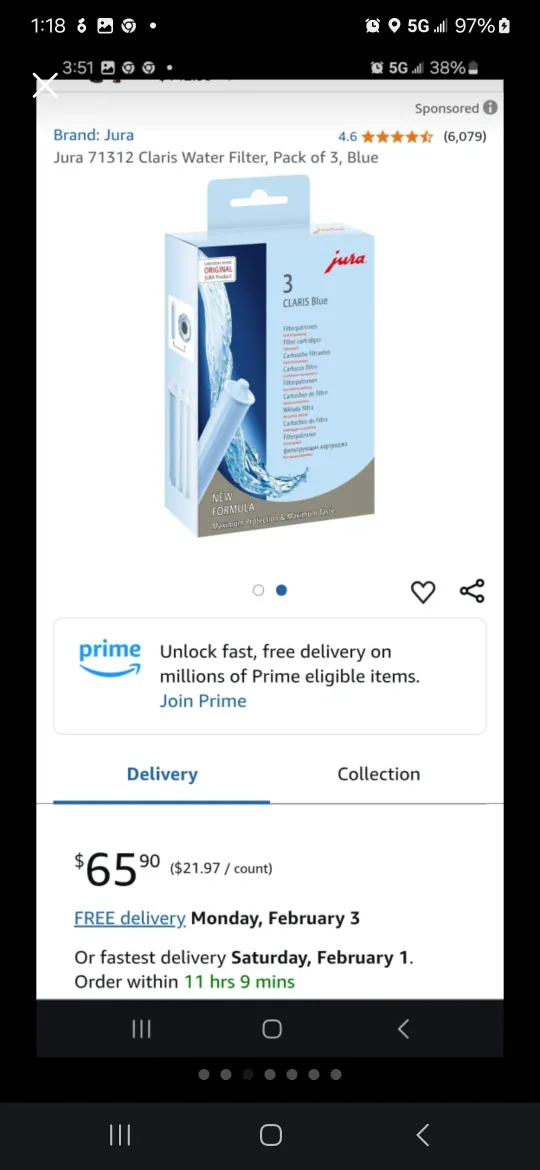 Jura Claris Blue Water Filter 3-Pack + Cleaning Tablets image indicator(3)