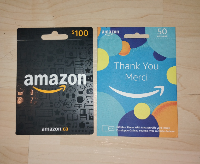 Two Amazon Gift Cards - $100 & $50