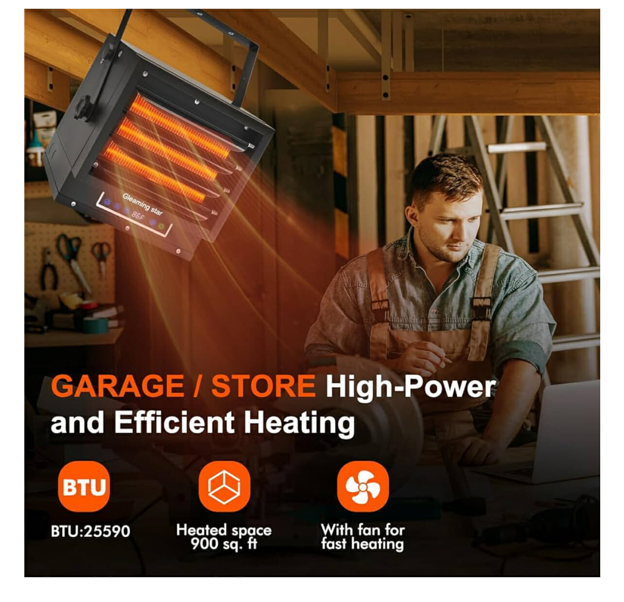 Gleaming Star 7500W Garage Heater with Remote & Timer - photo 3