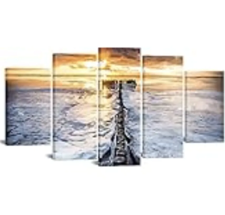 *New in Box* 5-Piece Canvas Wall art - Winter Landscape image indicator(8)