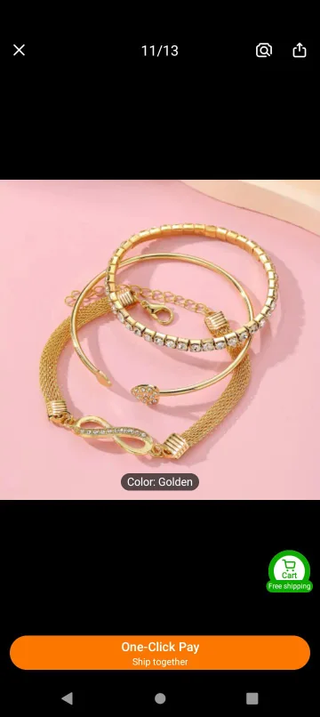 Gold Bracelet Set with Infinity Charm thumbnail