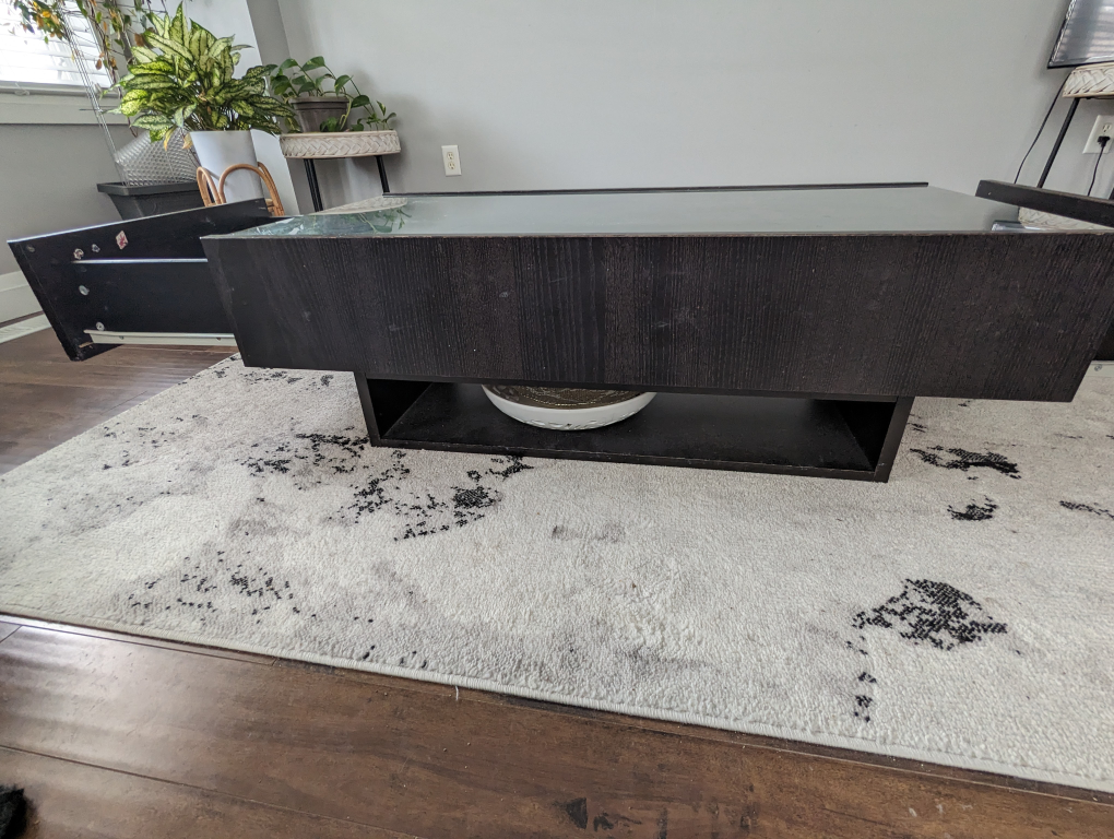 Modern Black Coffee Table with Glass Top - photo 2