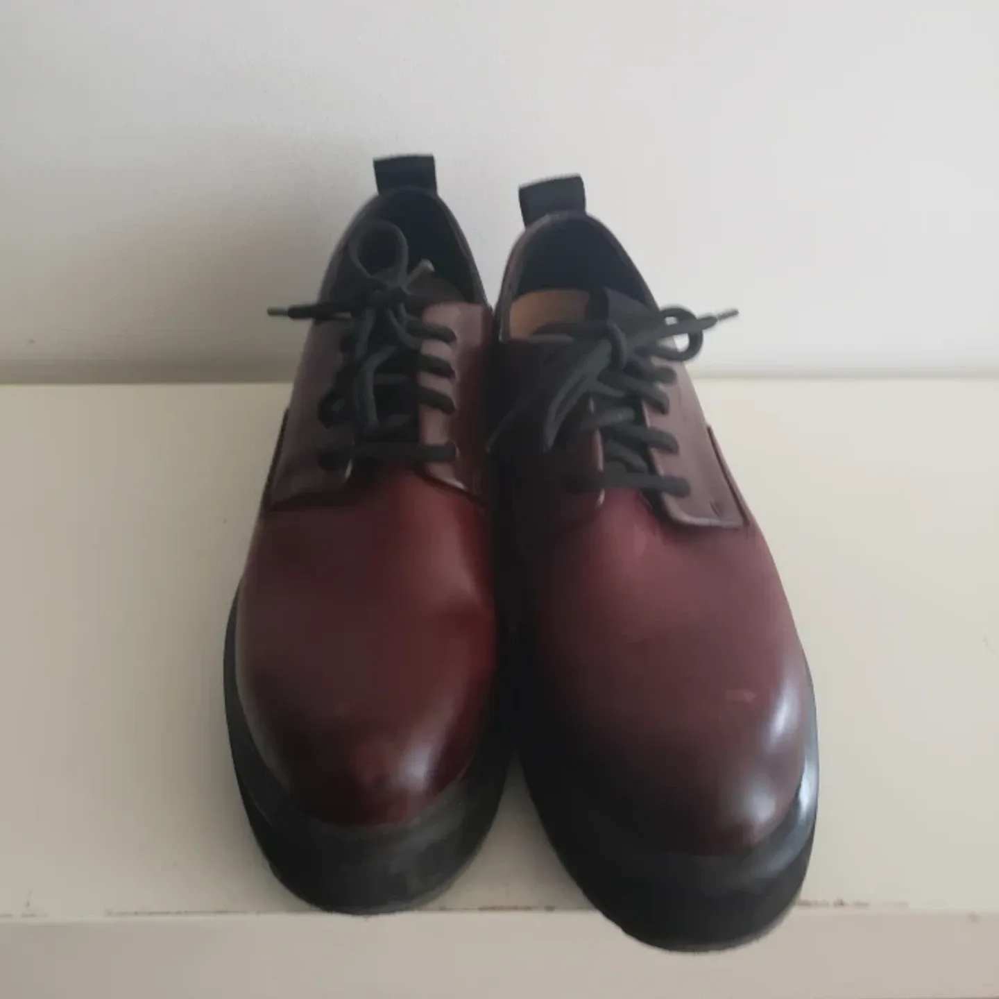 Burgundy Leather Platform Oxfords image indicator(2)