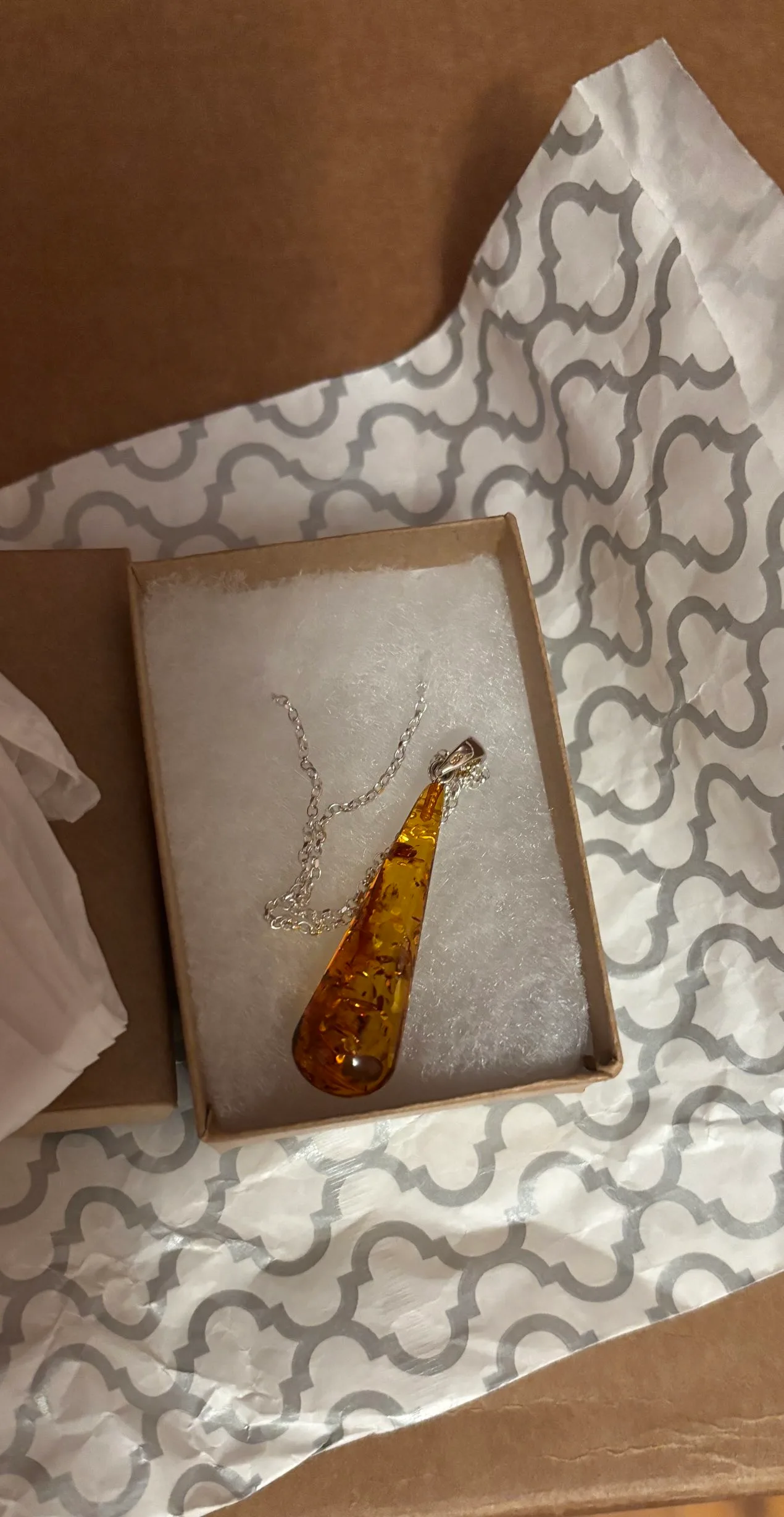 New Amber gem silver necklace thumbnail