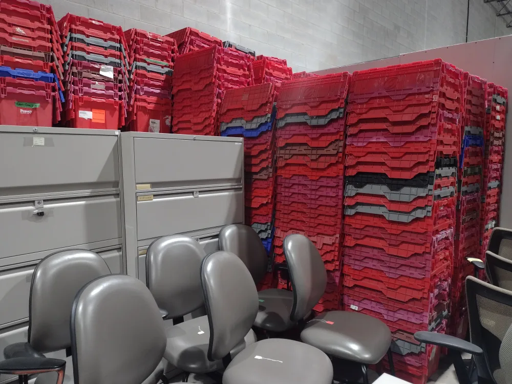 Used Plastic Stacking Bins With Fold In Lids -- Ap 50 Available image indicator(2)