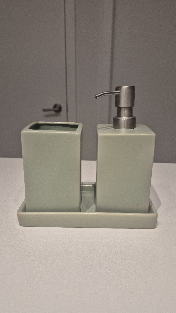 Sage Green Ceramic Bathroom Accessory Set
