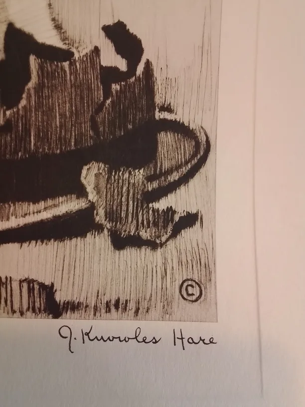 American Etching on Paper Signed John Knowles Hare image indicator(9)