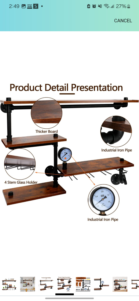 Industrial Pipe Shelving Unit - Wall Mounted