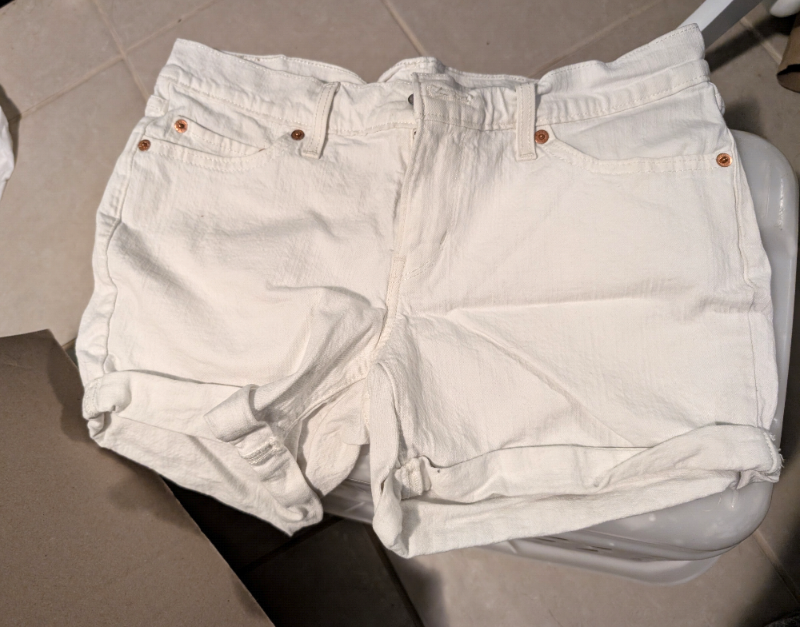 Levi's Womens White Denim Shorts