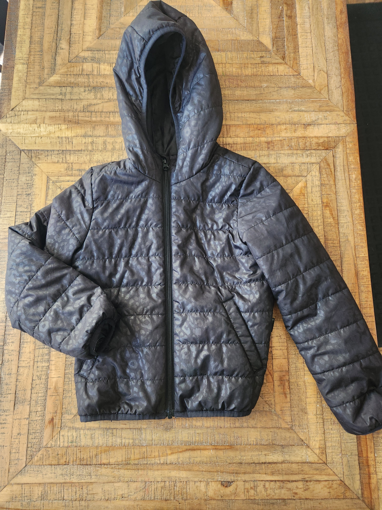 Black Leopard Print Puffer Spring Jacket
