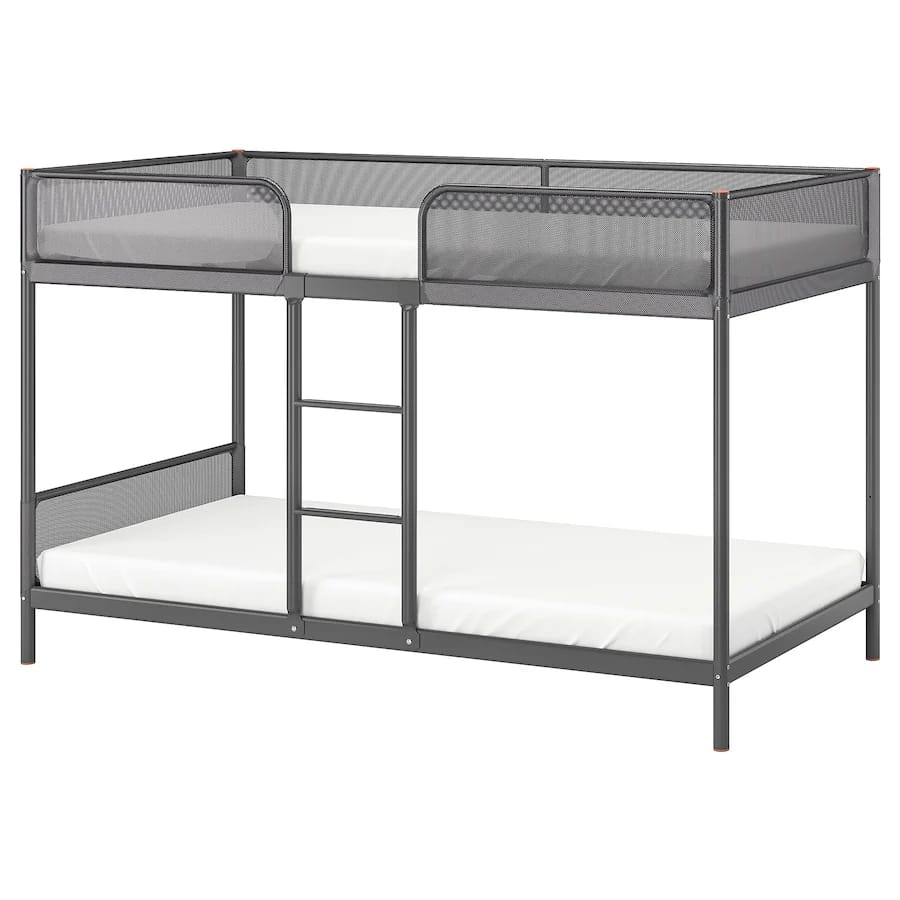 IKEA TUFFING Bunk Bed Frame, Dark Gray, Twin + Mattresses - photo 3