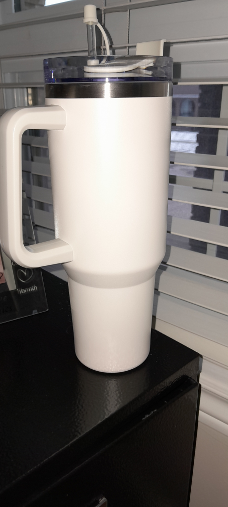 White 30oz Tumbler with Lid and Straw