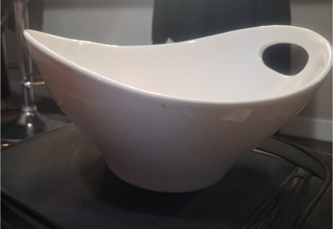 White Ceramic Serving Bowl with Handles