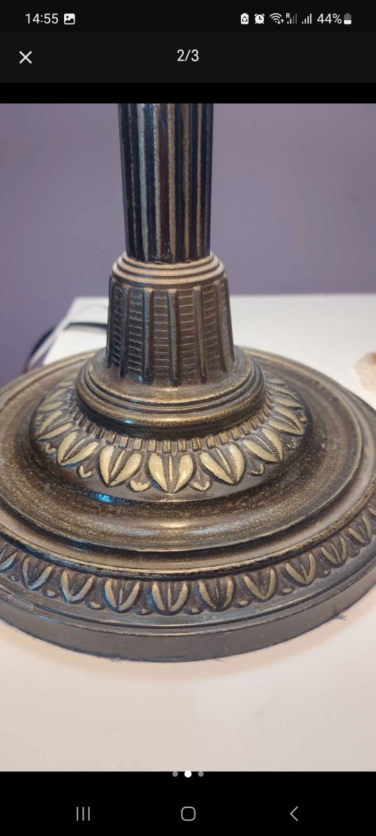Antique-Style Table Lamp with Off-White Shade - photo 2
