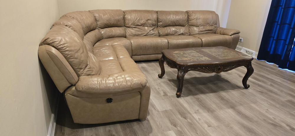Large Sectional Reclining Sofa & Coffee Table - photo 2