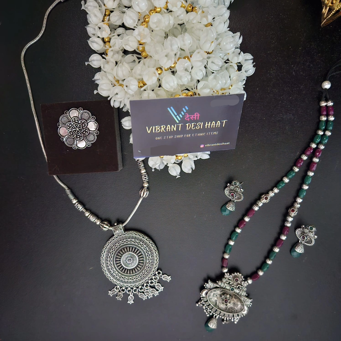 Oxidized Silver Necklace Set - photo 2