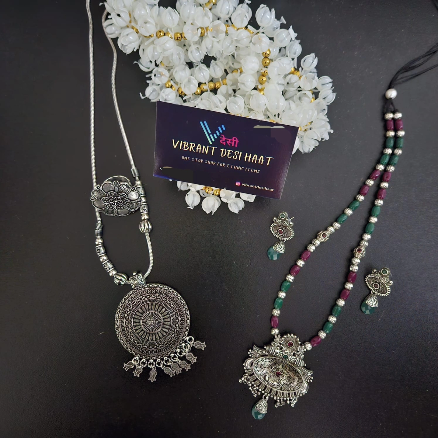 Oxidized Silver Necklace Set - photo 3