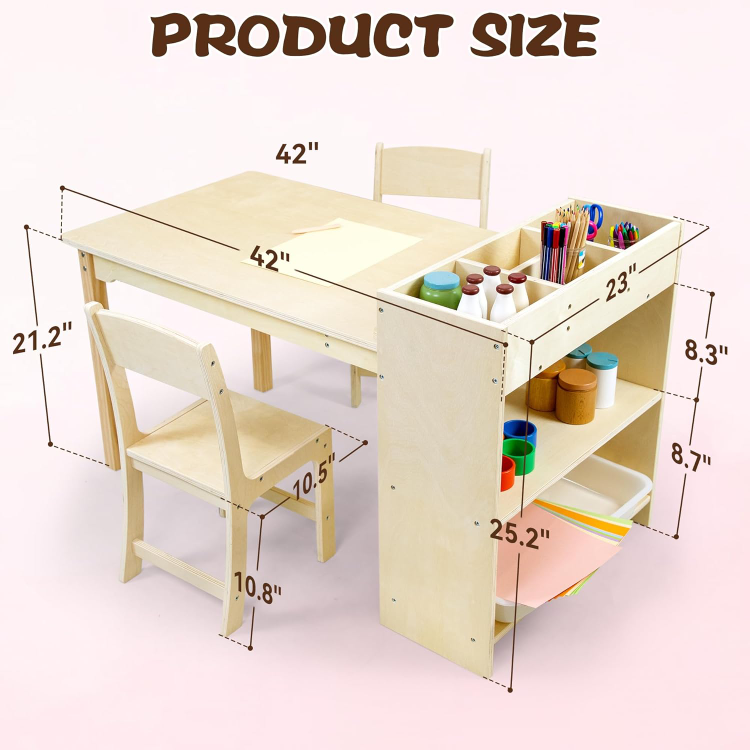 Kids Wooden Table and Chair Set with Storage - photo 2