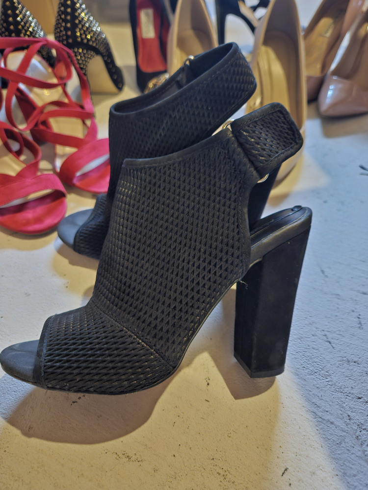 Aldo Black Mesh Peep-Toe Heels