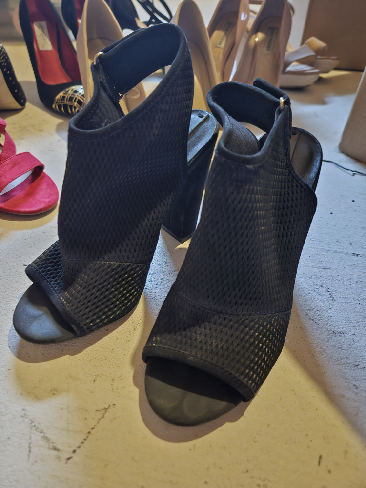 Aldo Black Mesh Peep-Toe Heels - photo 2