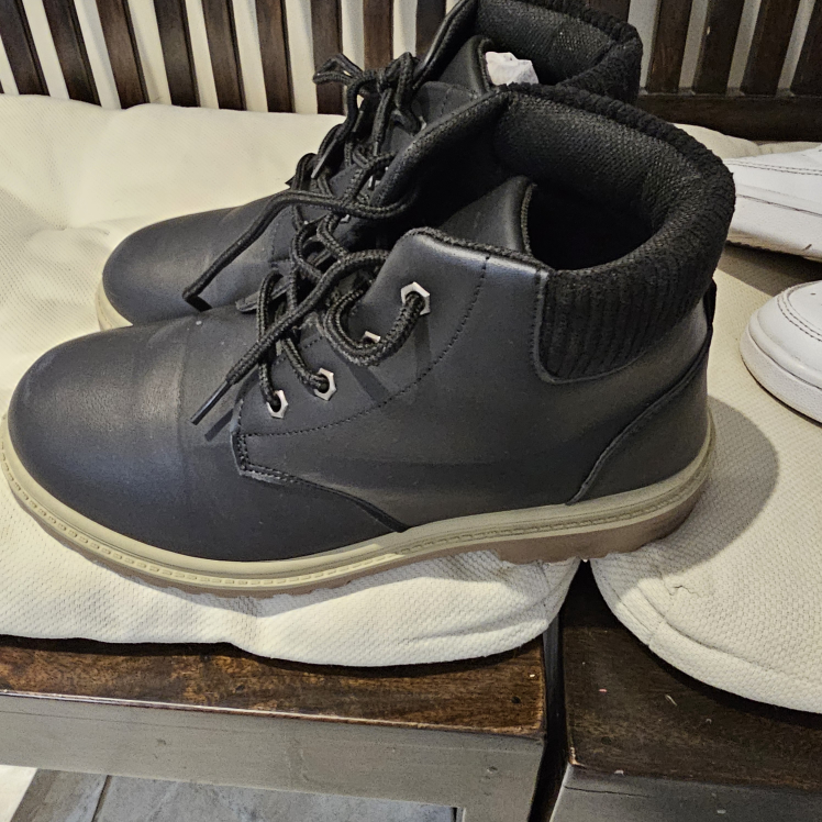 Black Lace-Up Ankle Boots - Size 5