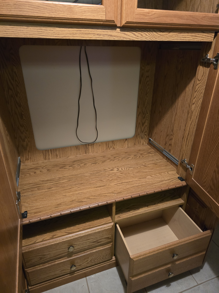 Oak Entertainment Center with Glass Doors - photo 5