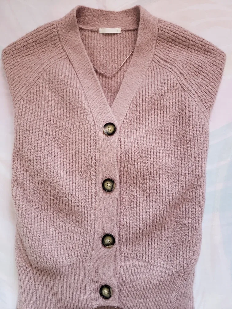 UNIQLO Dusty Rose Pink Knit Cardigan image indicator(3)
