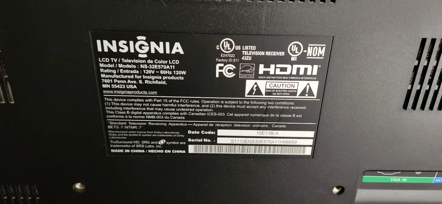 Insignia 32" LCD TV image indicator(3)