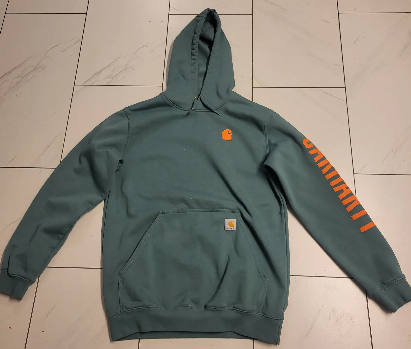 Carhartt WIP Rain Defender Hoodie Teal/Orange Sz M thumbnail